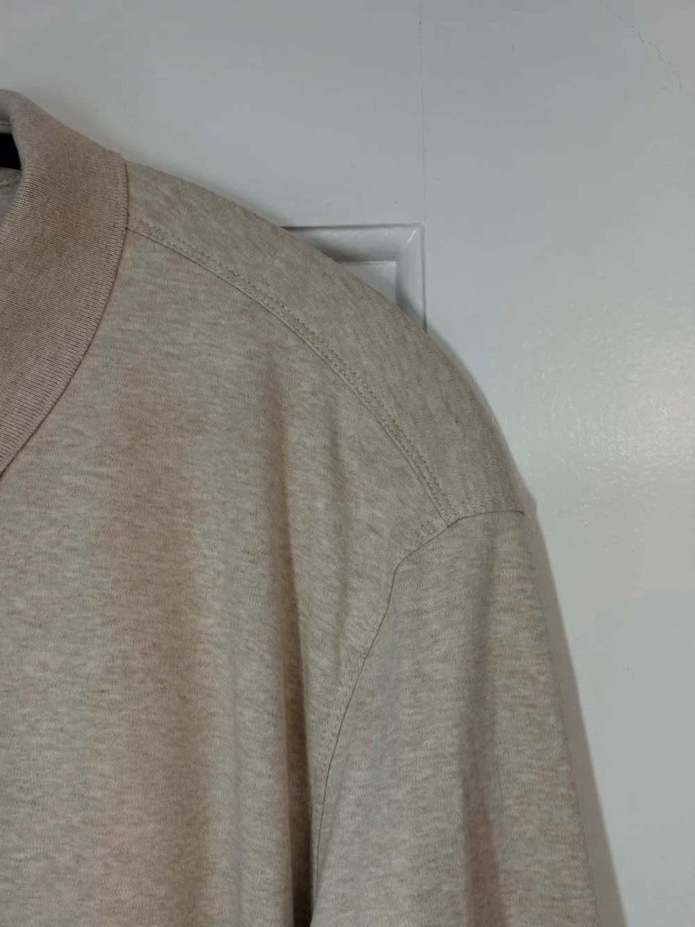 Banana Republic Luxury-Touch Long-Sleeve Polo Color: Oatmeal Size: Large